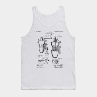 Coffee Mill Patent - Coffee Shop Art - Black And White Tank Top